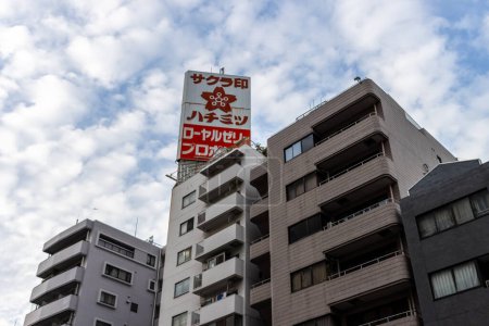 Téléchargez les photos : Tokyo, Japon, 31 Octobre 2023 : Signalisation sur un bâtiment à Tokyo publicité amour hôtels - en image libre de droit