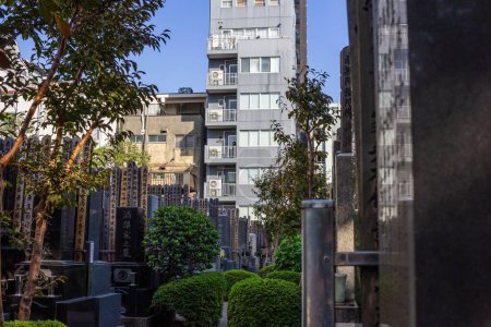 Photo for Tokyo, Japan, 1 November 2023: Peaceful view of a cemetery in the heart of the city - Royalty Free Image