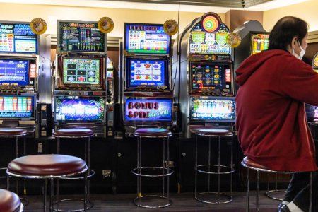 Photo for Tokyo, Japan, 1 November 2023: Slot Machines in a Tokyo Gaming Arcade - Royalty Free Image