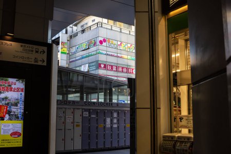 Photo for Tokyo, Japan, 1 November 2023: Coin locker facility in a Tokyo subway station - Royalty Free Image