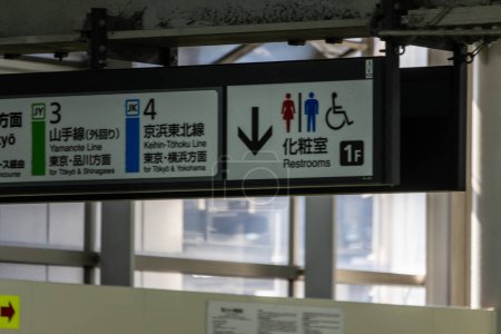 Photo for Tokyo, Japan, 2 November 2023: Signage at a train station indicating directions and platform information - Royalty Free Image
