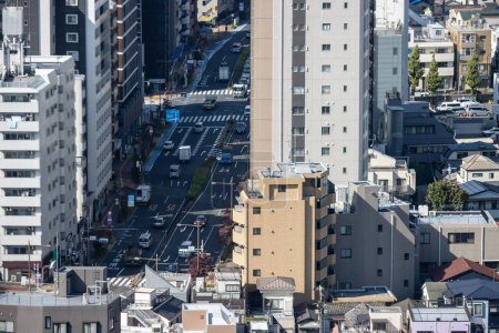 Photo for Tokyo, Japan, 2 November 2023: Aerial Traffic View in Busy Tokyo District - Royalty Free Image