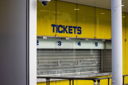 Photo for Tokyo, Japan, 2 November 2023: Closed ticket counter at a local event or station - Royalty Free Image