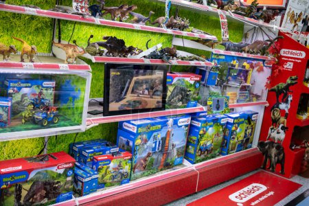 Photo for Tokyo, Japan, 2 November 2023: Toy Store Display with Schleich and LEGO Brands - Royalty Free Image