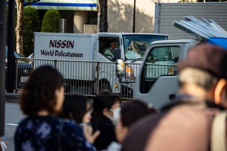 Photo for Tokyo, Japan, 2 November 2023: Nissin delivery truck on the street - Royalty Free Image
