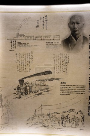 Photo for Tokyo, Japan, 3 November 2023: Historical Japanese railway illustration - Royalty Free Image