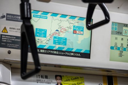 Photo for Tokyo, Japan, 3 November 2023: Subway map and handles on Tokyo Metro - Royalty Free Image
