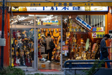 Photo for Tokyo, Japan, 3 November 2023: Music Store Display with Variety of Instruments - Royalty Free Image