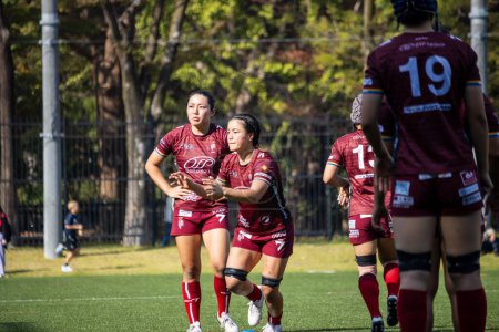 Photo for Tokyo, Japan, 4 November 2023: Women's Rugby Team in Action During a Competitive Match - Royalty Free Image