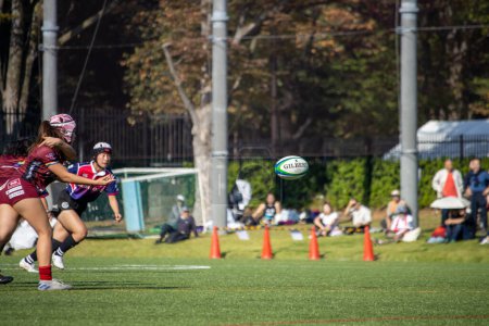 Photo for Tokyo, Japan, 4 November 2023: Dynamic Women's Rugby Match in Progress - Royalty Free Image