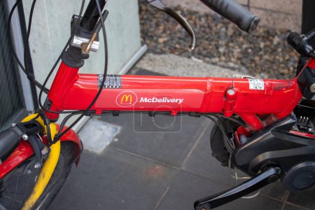 Photo for Tokyo, Japan, November 4 2023 : McDonald's McDelivery Service Bicycle - Royalty Free Image