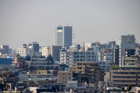 Tokio, Japonia, 4 listopada 2023 r.: Krajobraz miejski z drapaczami chmur i budynkami mieszkalnymi