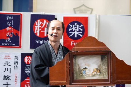 Photo for Tokyo, Japan, November 5, 2023: Traditional Japanese Storyteller - Royalty Free Image