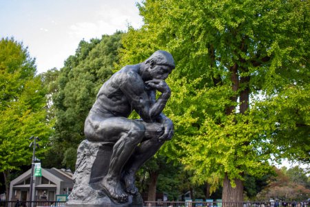 Photo for Tokyo, Japan, 7 November 2024: The Thinker Statue in Park - Royalty Free Image