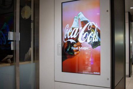 Photo for Tokyo, Japan, 7 November 2024 : Coca-Cola Ad on Digital Display - Royalty Free Image