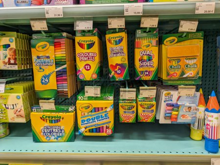 Photo for France, 2 march 2024 : School Supplies Section in French Store - Royalty Free Image