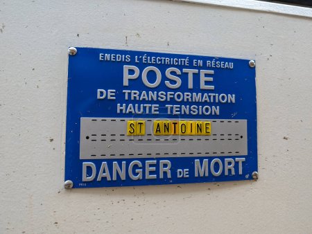 Photo for France, 3 March 2024: French Electrical Hazard Sign - Royalty Free Image