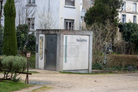 Photo for France, 10 March 2024: Public Toilet in French Park - Royalty Free Image