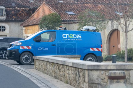 Photo for France, 21 March 2024: Enedis Electric Utility Van in Urban Setting - Royalty Free Image