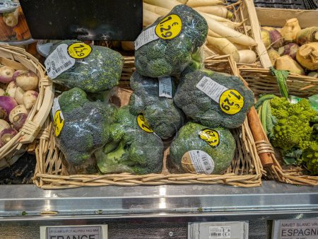 Photo for France, 23 March 2024: Organic Broccoli in Supermarket Display - Royalty Free Image