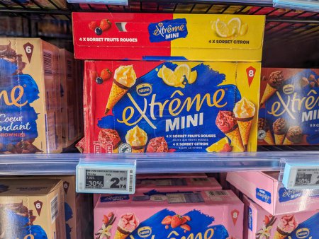 Photo for France, 11 March 2024: Ice Cream Products on Supermarket Shelf - Royalty Free Image