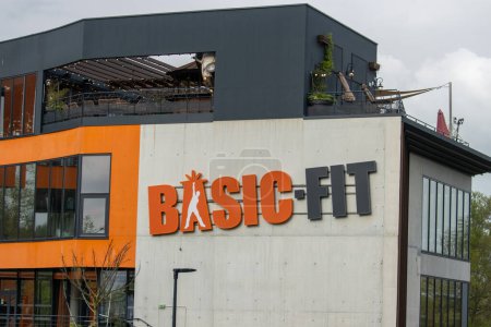 Photo for France, 07 April 2024: Basic-Fit Gym Facade with Orange Accents - Royalty Free Image