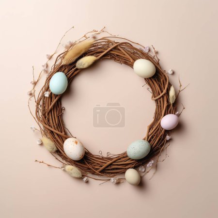 Photo for Easter wreath concept top view background - Royalty Free Image