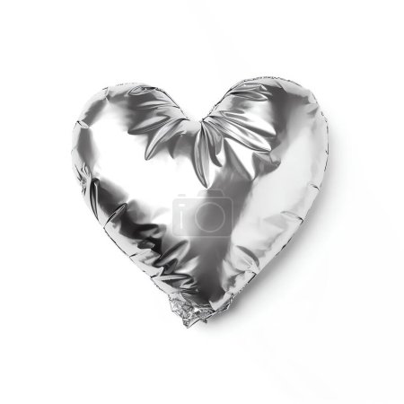 Photo for Metallic balloon foil heart shape isolated on white background - Royalty Free Image