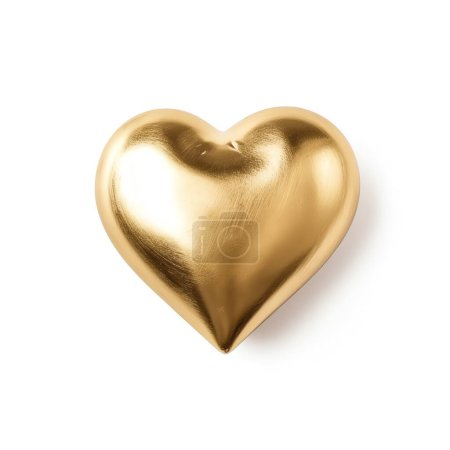 Téléchargez les photos : Ballon doré en forme de coeur isolé sur fond blanc - en image libre de droit