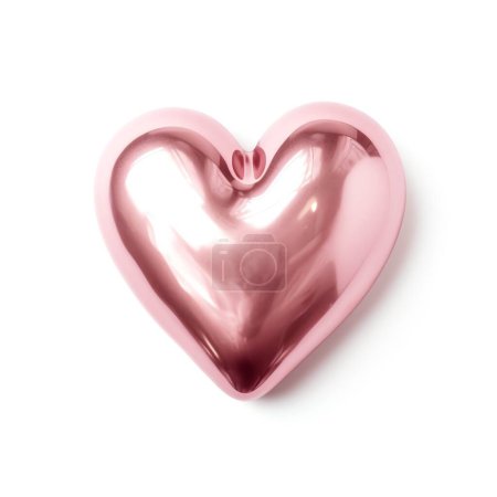 Photo for Pink balloon foil heart shape isolated on white background - Royalty Free Image