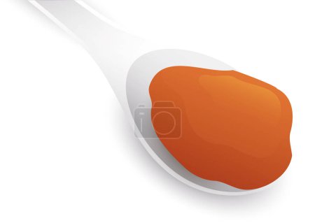 Illustration for Isolated white spoon with a sample of delicious arequipe -caramelized milk- over white background. - Royalty Free Image