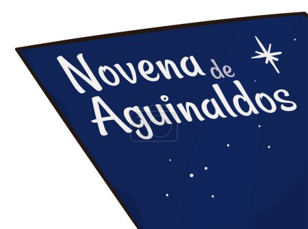 Illustration for Traditional 'Novena de Aguinaldos' (written in Spanish) book with starry sky and Star of Bethlehem. - Royalty Free Image