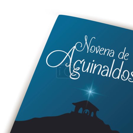 Illustration for View of the traditional Colombian book of 'Novena de Aguinaldos' decorated with Nativity scene silhouette and Star of Bethlehem. - Royalty Free Image