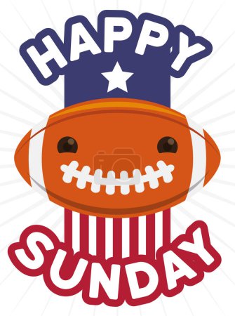Illustration for Happy and smiling gridiron football ball ready for the big game, celebrating a Happy Sunday with American star and stripes design. - Royalty Free Image