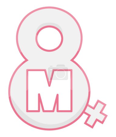 Illustration for Giant 8 number with letter M and female symbol to commemorate Women's Day on March 8. - Royalty Free Image