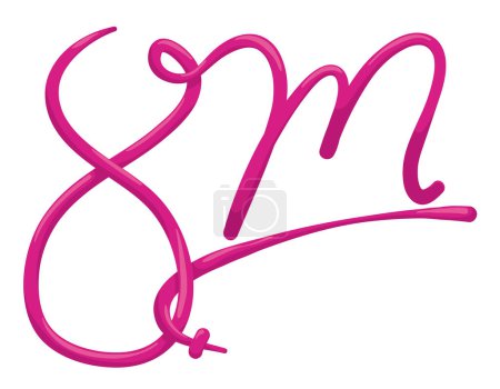 Illustration for Pink design with number eight, letter M and female symbol for Women's Day this 8th March. - Royalty Free Image