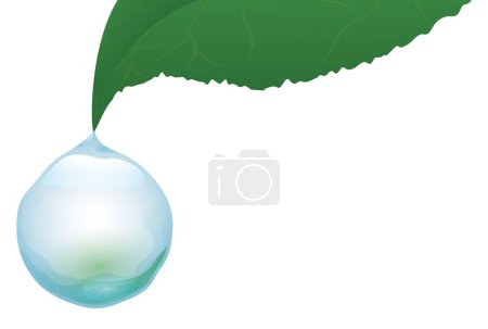 Illustration for Close-up of green leaf with hanging water drop in gradient effect. - Royalty Free Image