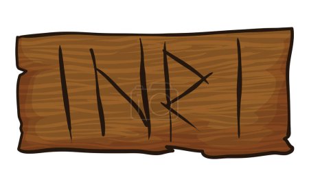 Illustration for Religious wooden sign with the sign INRI -Latin inscription, meaning Jesus the Nazarene, King of the Jews- during his crucifixion. Cartoon style design on white background. - Royalty Free Image