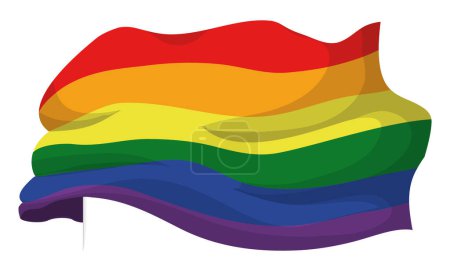 Illustration for Folded rainbow flag for Pride celebration in cartoon style on white background. - Royalty Free Image