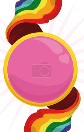 Illustration for Round button with blank space decorated with rainbow flags, Vector illustration - Royalty Free Image