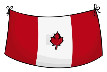 Canadian flag hanging from the top, decorated with bows. Cartoon style design.