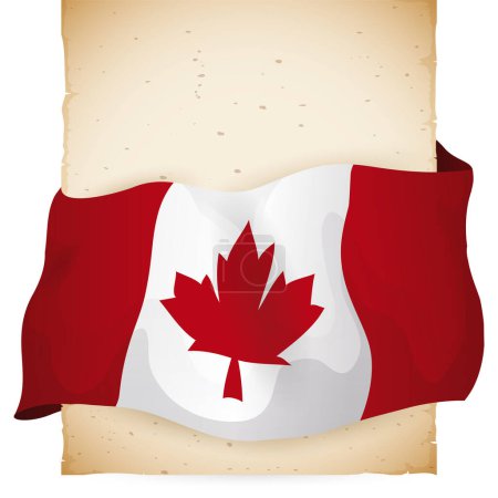 Antique scroll wrapped with Canada flag. Template in gradient design on white background.