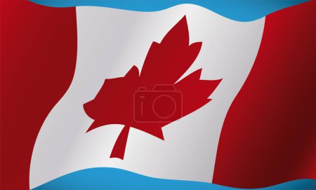 Flag of Canada waving on blue background. Banner in gradient effect.