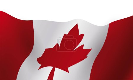 Close-up of the flag of Canada at the bottom. Banner in gradient effect on white background.