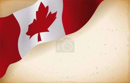Canada flag hanging on a corner of an empty scroll. Template in gradient effect.
