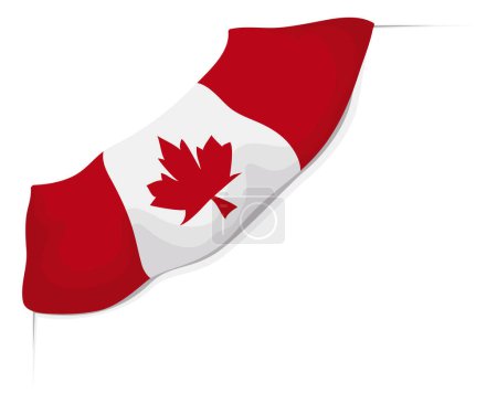 Canadian flag hanging in the upper left corner in cartoon style to decorate your designs.