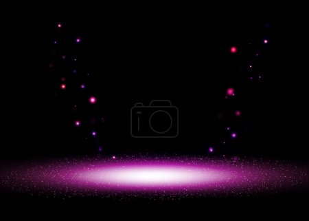 Téléchargez les photos : Lumières paillettes rose foncé montrent sur scène avec bokeh élégante lentille fusée arrière-plan abstrait. Poussière étincelles fond - en image libre de droit