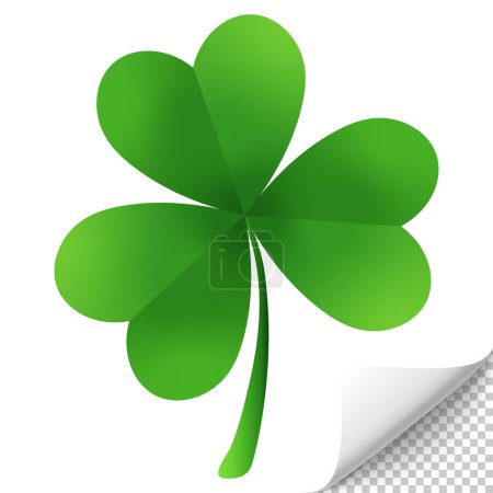 Illustration for Clover Leaf cut out on white and Transparent background. St. Patricks Day isolated green icon. PNG - Royalty Free Image