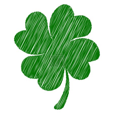 Illustration for Four leaf clover isolated on transparent background. Stroke art. Happy Saint Patricks day. Vector illustration. - Royalty Free Image