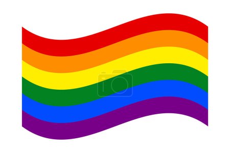 Bandera plana ondulada del Orgullo aislada sobre fondo transparente. Clipart Bandera para el mes del orgullo. Ilustración vectorial.